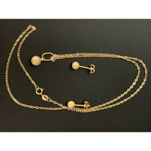 Load image into Gallery viewer, 18K Saudi Gold Necklace Chain 17.75" w/ Frosted Ball Pendant Earrings Set - Rafant