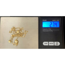 Load image into Gallery viewer, 18K Saudi Gold Necklace Chain 17.75" w/ Frosted Ball Pendant Earrings Set - Rafant