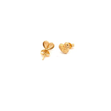 Load image into Gallery viewer, 18K Yellow Gold Earrings Heart Stud Textured Small 1.04 grams - Rafant