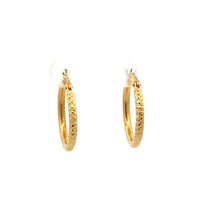 Load image into Gallery viewer, 18K Gold Earrings Hoops Textured Small 1.36 grams - Rafant