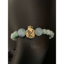 Load image into Gallery viewer, 18K Gold Bracelet Panther Natural Columbian Emerald and Aquamarine Gemstones Size 6 inches - Rafant