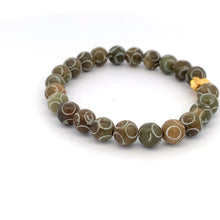 Load image into Gallery viewer, 24K Gold Money Bag Lucky Charm Bracelet Gemstones Brown Multicolor Carved Jade 7.5-8mm - Rafant