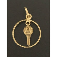Load image into Gallery viewer, 18K Gold Pendant Round Circle Key - Rafant
