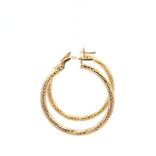 Load image into Gallery viewer, 18K Gold Earrings Hoops Textured 1.44 grams - Rafant
