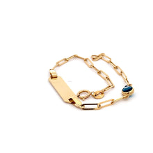 Load image into Gallery viewer, 18K Yellow Gold Bracelet Paperclip Evil Eye Charms 6 inches - Rafant