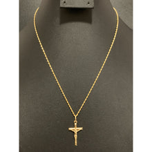 Load image into Gallery viewer, 18K Gold Necklace Chain Rope 17.50 inches with Cross Pendant 1.64 grams with Defects Chain Kinks - Rafant