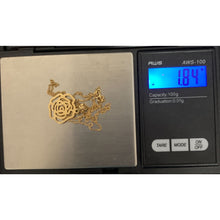 Load image into Gallery viewer, 18K Gold Necklace Curb Chain 17.75 inches with Flower Pendant 1.84 grams - Rafant