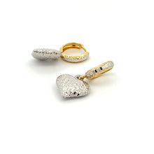 Load image into Gallery viewer, 18K Gold Earrings Puffed Heart Dangle White Yellow Gold - Rafant