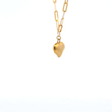 Load image into Gallery viewer, 18K Gold Necklace Chain Paperclip 16 inches plus 1.5" Pendant Heart Puffed - Rafant