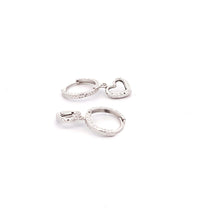 Load image into Gallery viewer, 18K White Gold Earrings Hoops Drop Heart 1.36 grams Small - Rafant