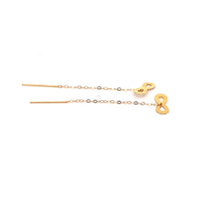 Load image into Gallery viewer, 18K Yellow Gold Earrings Threader Drop Infinity Tiny 0.28 grams - Rafant