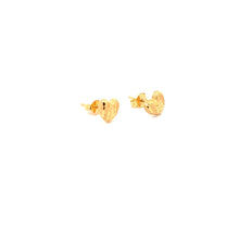 Load image into Gallery viewer, 18K Yellow Gold Earrings Heart Stud Textured Small 1.04 grams - Rafant