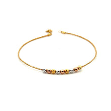 Load image into Gallery viewer, 18K Gold Bracelets Beaded Tricolor Yellow White Rose Size 6.75 inches 1.29 grams - Rafant