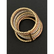 Load image into Gallery viewer, 18K Gold Ring Seven Days Tricolor White Yellow Rose 2.07 grams Size 6 - Rafant