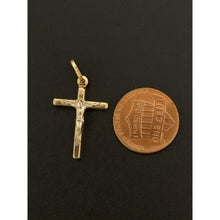 Load image into Gallery viewer, 18K Gold Pendant Cross Jesus Christ Two Tone Yellow White Gold 1.01 grams - Rafant