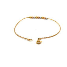 Load image into Gallery viewer, 18K Gold Bracelets Beaded Tricolor Yellow White Rose Size 6.75 inches 1.29 grams - Rafant