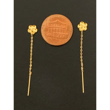 Load image into Gallery viewer, 18K Gold Earrings Threader Flower Very Tiny 0.35 grams - Rafant