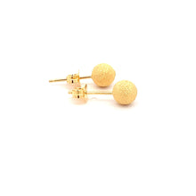 Load image into Gallery viewer, 18K Yellow Gold Earrings Ball Frosted Small 1.31 grams - Rafant