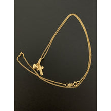 Load image into Gallery viewer, 18K Gold Necklace Chain 17.75" Curb with Cross Heart Pendant 1.53 grams - Rafant