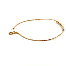 Load image into Gallery viewer, 18K Gold Bracelets Beaded Tricolor Yellow White Rose Size 6.75 inches 1.29 grams - Rafant