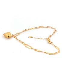 Load image into Gallery viewer, 18K Yellow Gold Bracelet Paperclip Heart Charm 1 gram 6.5 inches plus 1 inch - Rafant