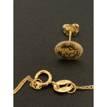 Load image into Gallery viewer, 18K Gold Necklace Chain 18 inches Circle Round Pendant with Earrings Set 1.82 grams - Rafant