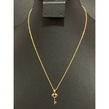Load image into Gallery viewer, 18K Gold Necklace Chain 17.75" Rope with Key Crown 21 Pendant - Rafant