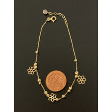 Load image into Gallery viewer, 18K Gold Bracelet 7 inches plus 1" Flower Charms Cubic Zirconia 1.98 grams - Rafant