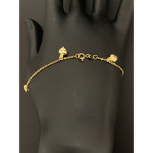 Load image into Gallery viewer, 18K Gold Bracelet Rolo Chain With Heart Charms 7.25 inches - Rafant