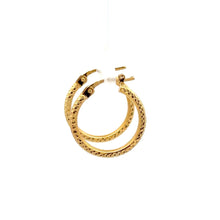 Load image into Gallery viewer, 18K Gold Earrings Hoops Textured Small 1.36 grams - Rafant