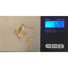 Load image into Gallery viewer, 18K Gold Necklace Chain Curb 17.75" with Cross Pendant 1.28grams - Rafant