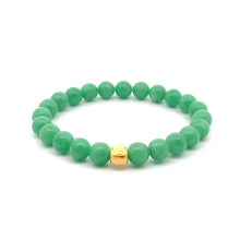 Load image into Gallery viewer, 24K Gold Money Bag Lucky Charm Bracelet Gemstones Natural Green Jadeite Jade 8mm - Rafant