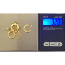 Load image into Gallery viewer, 18K Saudi Gold Necklace Chain 15.75" w/ Circle Round Pendant Hoops Earrings Set - Rafant