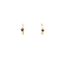 Load image into Gallery viewer, 18K Gold Earrings Huggie Very Tiny Hoops Star - Rafant
