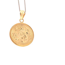 Load image into Gallery viewer, 18K Gold Pendant Round Dragon Lucky Charm - Rafant
