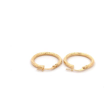 Load image into Gallery viewer, 18K Yellow Gold Earrings Hoops Small Textured 1.20 grams - Rafant