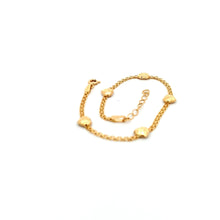 Load image into Gallery viewer, 18K Yellow Gold Bracelet Heart Charms 6.75 inches plus one inch extension - Rafant