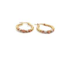 Load image into Gallery viewer, 18K Gold Earrings Hoops Beads Tricolor 1.14 grams Small - Rafant