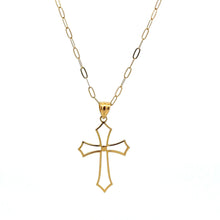 Load image into Gallery viewer, 18K Gold Necklace Chain 18 inches Paperclip Pendant Cross 1.25 grams - Rafant