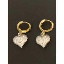 Load image into Gallery viewer, 18K Gold Earrings Hoops Heart Dangling White Yellow Gold 2.77 grams - Rafant
