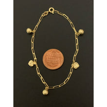 Load image into Gallery viewer, 18K Gold Bracelet Paperclips 7.25 inches with Ball Heart Charms 2.25 grams - Rafant