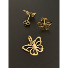 Load image into Gallery viewer, 18K Gold Earrings Pendant Butterfly Sets 1.92 grams - Rafant