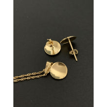Load image into Gallery viewer, 18K Gold Necklace Chain 15.75" with Round Circle Pendant Earrings Set 2.31grams - Rafant