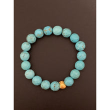 Load image into Gallery viewer, 24K Gold Money Bag Lucky Charm Bracelet Blue Turquoise Gemstones - Rafant