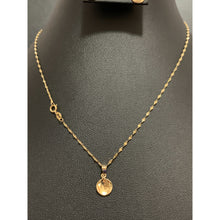 Load image into Gallery viewer, 18K Gold Necklace Chain 15.75 inches with Disc Round Pendant Earrings Set 2.05 grams - Rafant