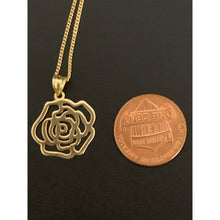 Load image into Gallery viewer, 18K Gold Necklace Curb Chain 17.75 inches with Flower Pendant 1.84 grams - Rafant