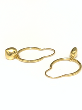 Load image into Gallery viewer, New Real 18K Saudi Gold Hoops Dangling Earrings with Heart Charms - Rafant