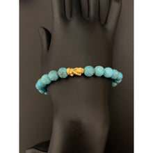 Load image into Gallery viewer, 24K Gold Piyao Pixiu Lucky Charm Bracelet Blue Turquoise Gemstones - Rafant