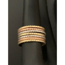 Load image into Gallery viewer, 18K Gold Ring Seven Days Tricolor Yellow White Rose 1.98 grams Size 5.75 - Rafant