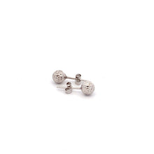Load image into Gallery viewer, 18K White Gold Earrings Stud Balls Textured 0.83 grams Small - Rafant